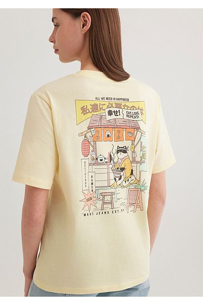 Mavi Gelbes T-Shirt mit halbem Halt, Regular Fit / Regular Fit 1613053 -71305