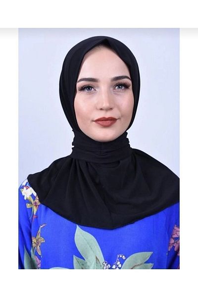 MOD-EXX Snap Fastener Bonnet Hijab Swimsuit Top Matching Sea and Pool Bonnet Hijab Black
