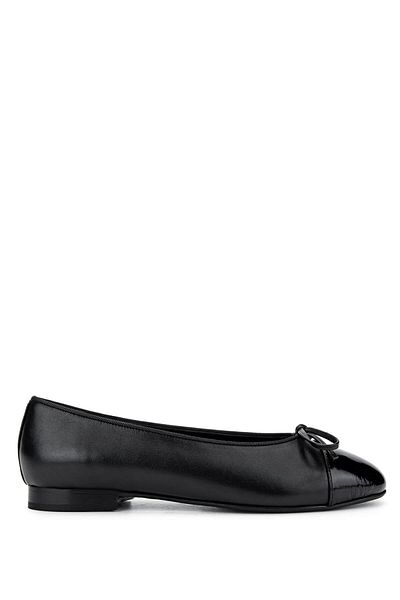 Tamer Tanca Women's Genuine Leather Black Patent Leather Ballet Shoes