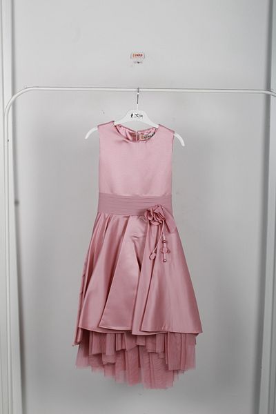 incity Girl's Crew Neck Sleeveless Back Zipper Dusty Pink Evening Dress
