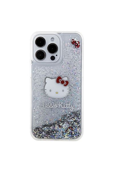 Hello Kitty IPhone 15 Pro Max Case, Liquid Glitter Hardcase, Hello Kitty - Silver