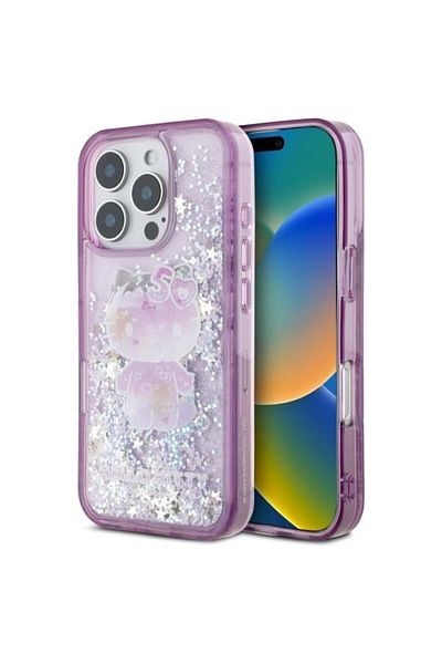 Hello Kitty Case For Iphone 16 Pro Max, Hardcase Liquid Glitter, - Purple