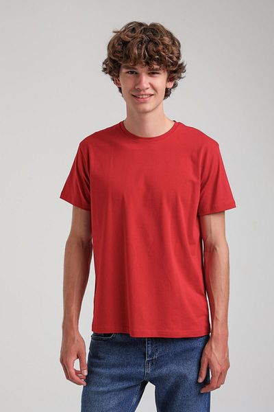 NEW WORLD POLO Crew Neck Slim Fit Red Lycra Cotton Stretch Fabric Basic T-Shirt 25Ssm20341
