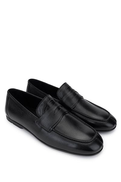 Tamer Tanca Men's Genuine Leather Black Leather Loafer Shoes