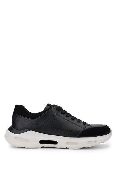 Tamer Tanca Men's Genuine Leather Black Sneakers & Sports Shoes