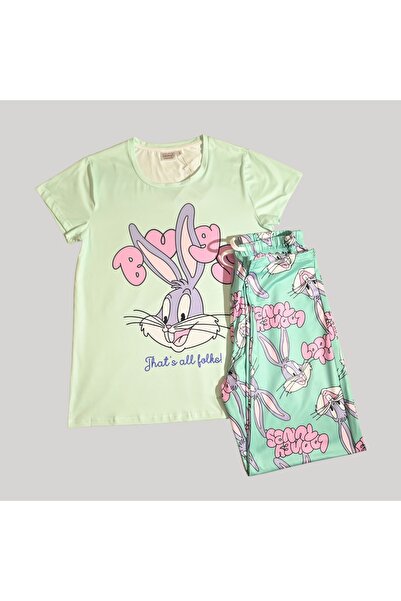 Looney Tunes WOMENS SHORT SLEEVE PAJAMA SETS , SILKY POLYESTER
