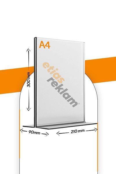 Etias Reklam A4 T Type Vertical 5-Piece Table Top 2.8 Mm Transparent Plexi Fountain / Brochure Holder