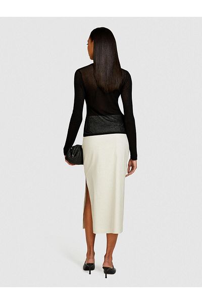 Sisley Fusta creion midi cu fantă din amestec de in și bumbac Fusta gri pentru femei - 324p4u6wl0023
