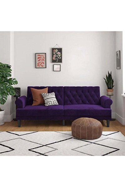 soufa dibaj شوكولاتة | أريكة بثلاثة مقاعد مُنجّدة بالمخمل ٢١٢×٨٢×٨٤ سم - بنفس...