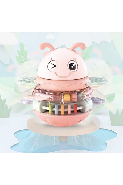 zola 3 in 1 educational toy, rattle, teether, musical tower, 16 x 15 cm, pink