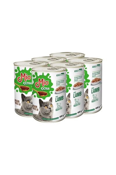 MİO Wet food for adult cats❤️, Mio Cat Extra, Super Premium lamb, pack of 6 cans 400g