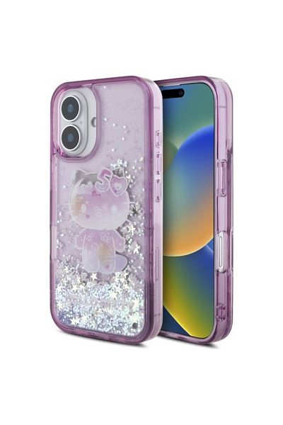Hello Kitty Case For Iphone 16, Hardcase Liquid Glitter, - Purple