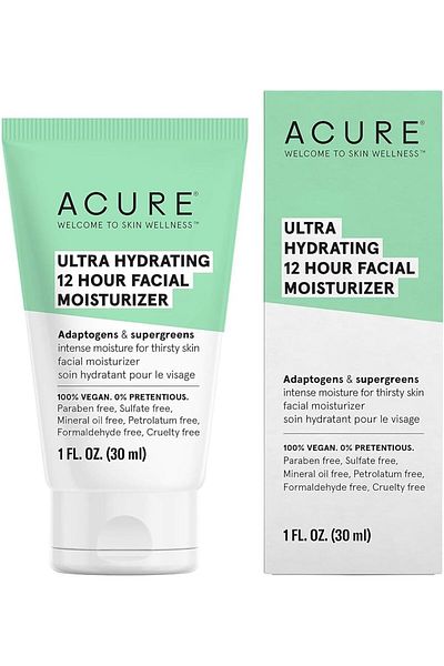 ACURE Ultra Hydrating 12 Hour Moisturizer, 100% Vegan, Intense Moisture for Super Thirsty Skin, Adap