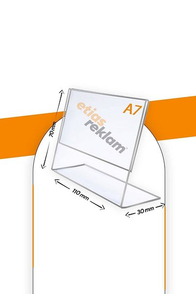 Etias Reklam A7 L Type Horizontal 5-Piece Table Top 2.8 Mm Transparent Plexi Foiling Brochure Holder