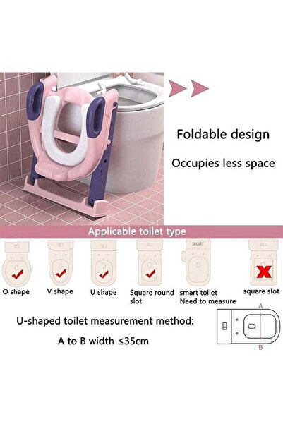 Yelajoy Foldable potty training seat,non-slip,height-adjustable,with ladder and handles,for toddlers,pink