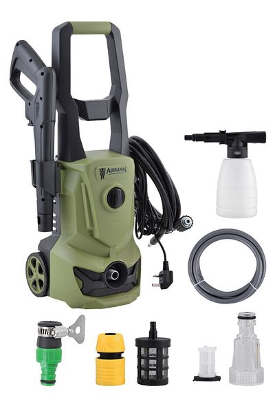 airman 1600w High Performance Pressure Washer, 125 Bar, With Complete Cleaning Accessories