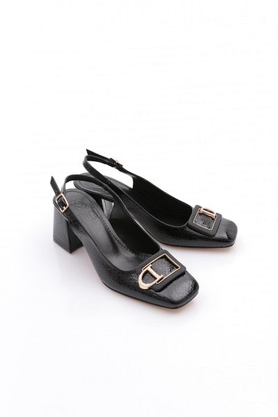 DGN K615 Women's D Buckle Open Back Heeled Shoes