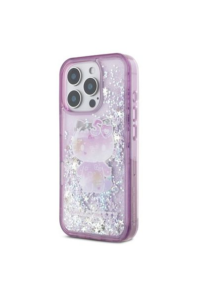 Hello Kitty Case For Iphone 16 Pro Max, Hardcase Liquid Glitter, - Purple