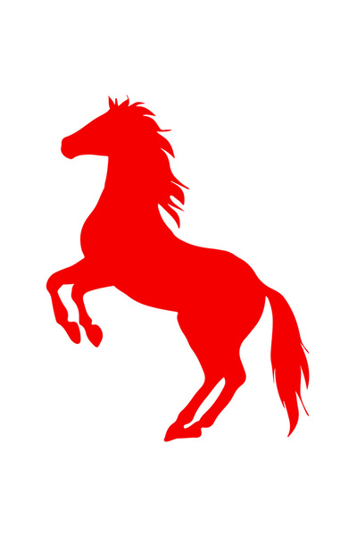 StoryGift Romania Sticker Autocolant 70CM Exterior cu un cal care sta pe picioarele din spate , Vinyl Rosu, 70 cm