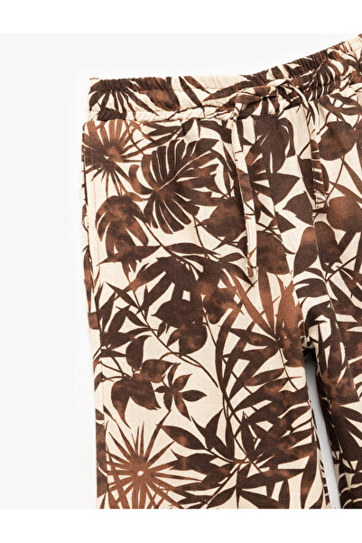 Koton Viskon ve Keten Karışımlı Yaprak Desenli Geniş Paça Pantolon