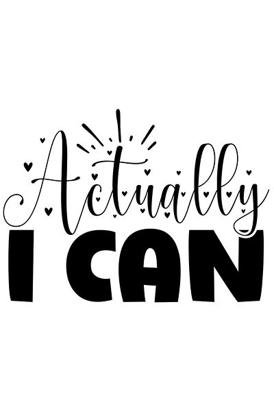 StoryGift Romania Sticker Eticheta 50CM Exterior cu mesaj motivational "Actually I can" - de fapt pot , Vinyl Ne
