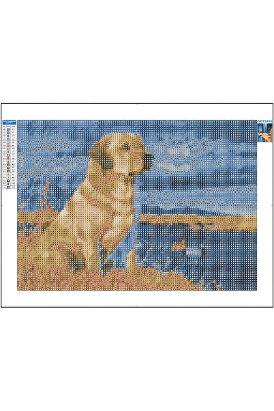 zola XXL mosaic tapestry with diamonds, labrador and duck pattern, 120 x 60 cm