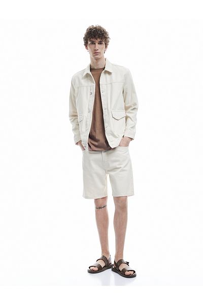 Koton Cotton Regular Waist Relaxed Cut Denim Shorts