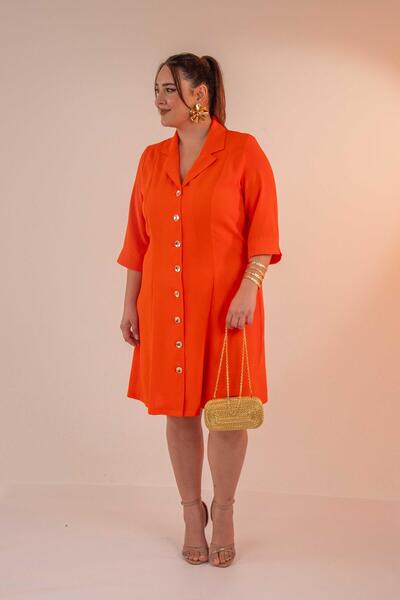 roXLLen 33371 Önü Düğmeli Gömlek Elbise