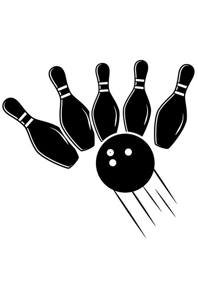 StoryGift Romania Sticker Autocolant 30CM Exterior cu o minge de bowling care loveste popicele , Vinyl Negru, 30 cm