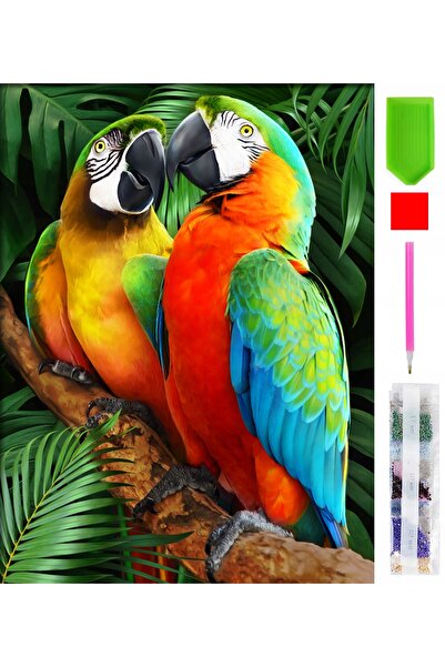 zola Diamond mosaic tapestry, parrots in love pattern, 15 x 20 cm