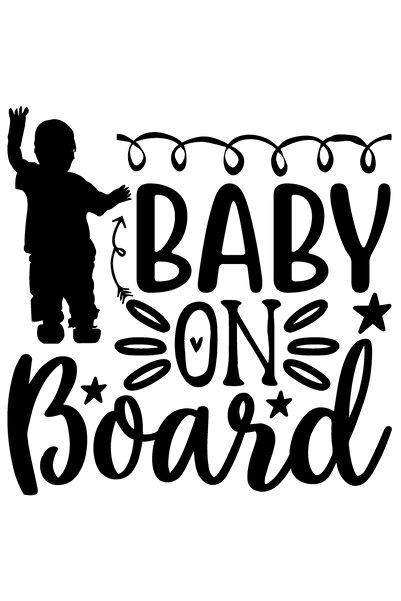 StoryGift Romania Sticker Eticheta 40CM Exterior cu o figura de bebelus si textul "Baby on board" - bebelus la b