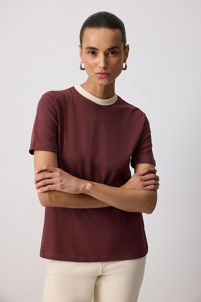 Touché Privé Ribbon Collar Short Sleeve T-Shirt