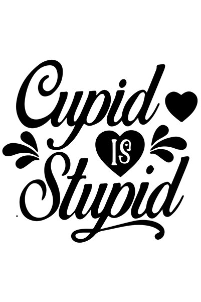 StoryGift Romania Sticker Eticheta 50CM Exterior cu inimioare si mesajul "Cupid is st*pid" - Valentine's Day ind