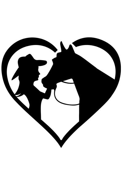 StoryGift Romania Sticker Adeziv 90CM Exterior cu o inimioara pentru iubitoarele de cai , Vinyl Negru, 90 cm