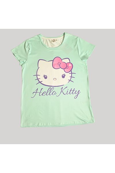 Hello Kitty WOMENS SHORT SLEEVE PAJAMA SETS , SILKY POLYESTER