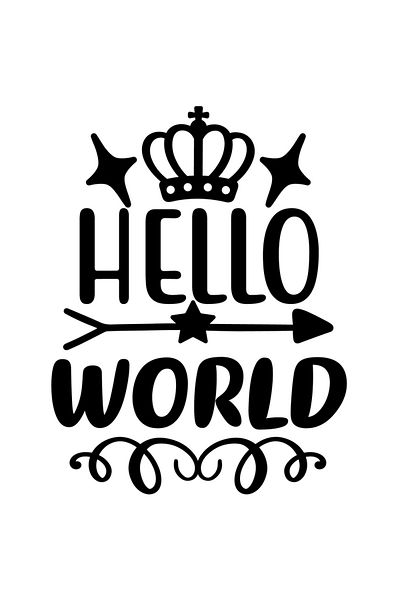 StoryGift Romania Sticker Eticheta 50CM Exterior cu stelute si coroana regala cu mesajul "Hello, world" - buna l
