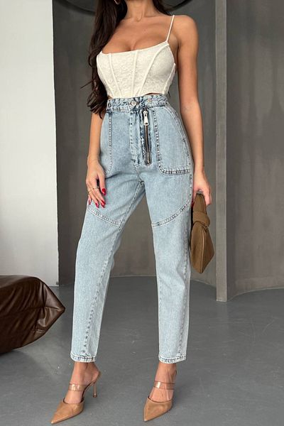 Joana Blugi Mom Fit Albastri Lorelei