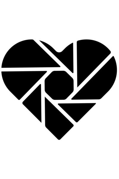 StoryGift Romania Sticker Eticheta 50CM Exterior cu o inima in forma de obiectiv - fotografie , Vinyl Negru, 50 cm