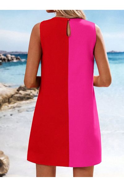 AFROGİYİM Women's Red Pink Mini Dress