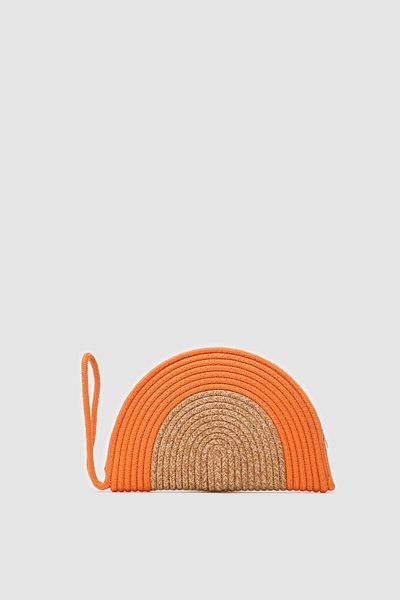 Shule Bags Most Orange Handmade Straw Clutch Bag