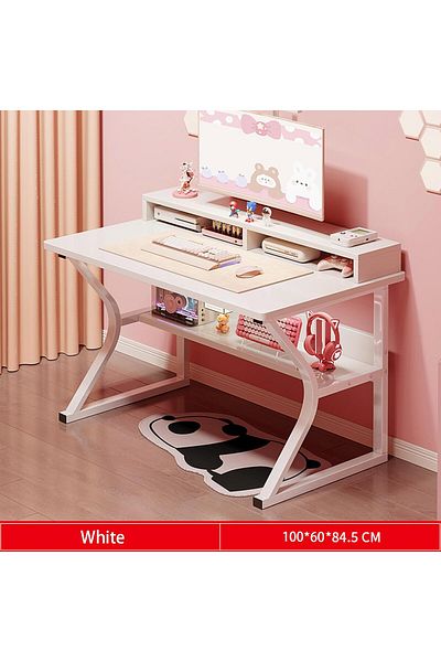 VINNYSEN Gaming Desk With Shelf, Computer Desk, C-shaped Gaming Table, Pc Workstation Office Desk(100*75)