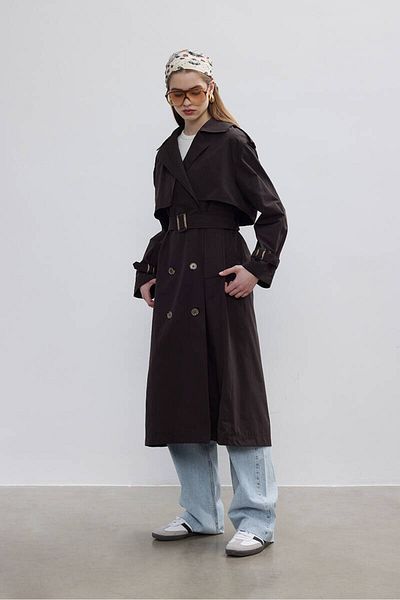 BE BLUE ACI COFFEE DOUBLE WIND TRENCH COAT