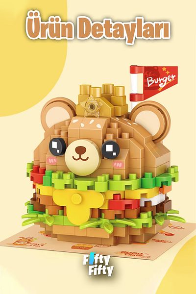 Vagonlife Loz Micro Block Series Cute Burger 260 Pieces Toy Construction Set Fflz-8812