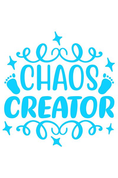 StoryGift Romania Sticker Eticheta 40CM Exterior cu stelute si pasi cu textul "Chaos creator" - creator de haos