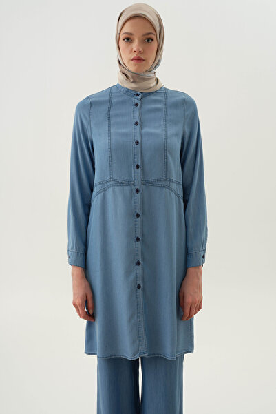 Tuğba Kesik Detaylı Tunik - İndigo