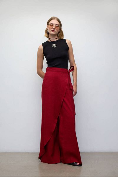 BE BLUE DarK Red Pareo Trousers - Relaxed Fit