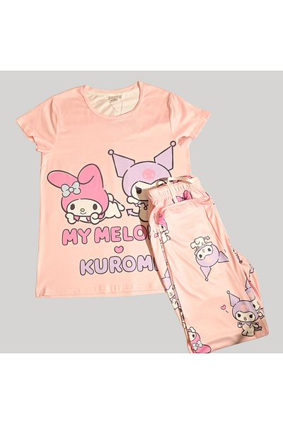 MY MELODY WOMENS SHORT SLEEVE PAJAMA SETS , SILKY POLYESTER