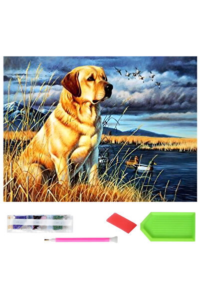 zola XXL mosaic tapestry with diamonds, labrador and duck pattern, 120 x 60 cm