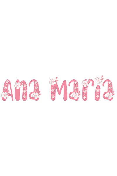 StoryGift Romania Sticker Eticheta 50CM Cu Numele Ana Maria, Flori, Colorat, Roz, Dragut cu Margini Albe, PVC Vi