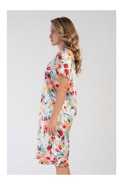 VİENETTA Cotton Women's V-Neck Short Sleeve Nightgown